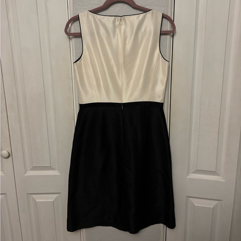 Vintage Ann Taylor 100% Silk Black And White Dress Bow Accent Size 4 - Picture 2 of 4